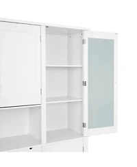 Streamdale Traditional Buffet with Hutch, Large Kitchen Pantry Storage Cabinet, Blue