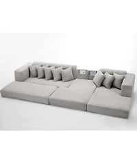 Streamdale Furniture Streamdale Oversize Cloud Couch L-Shape Sofa Convertible Floor Sleeper, No Assembly, 8 Pillows, Gray