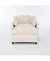 Streamdale Furniture Streamdale Modern Accent Chair with Ottoman, Chenille Upholstered Armchair, Beige