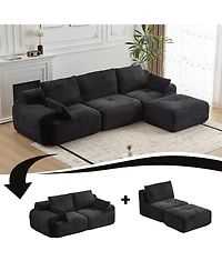 Streamdale Furniture Modern Memory Foam Compressed Sofa, Large Sectional Couch, Pet-Friendly, Black