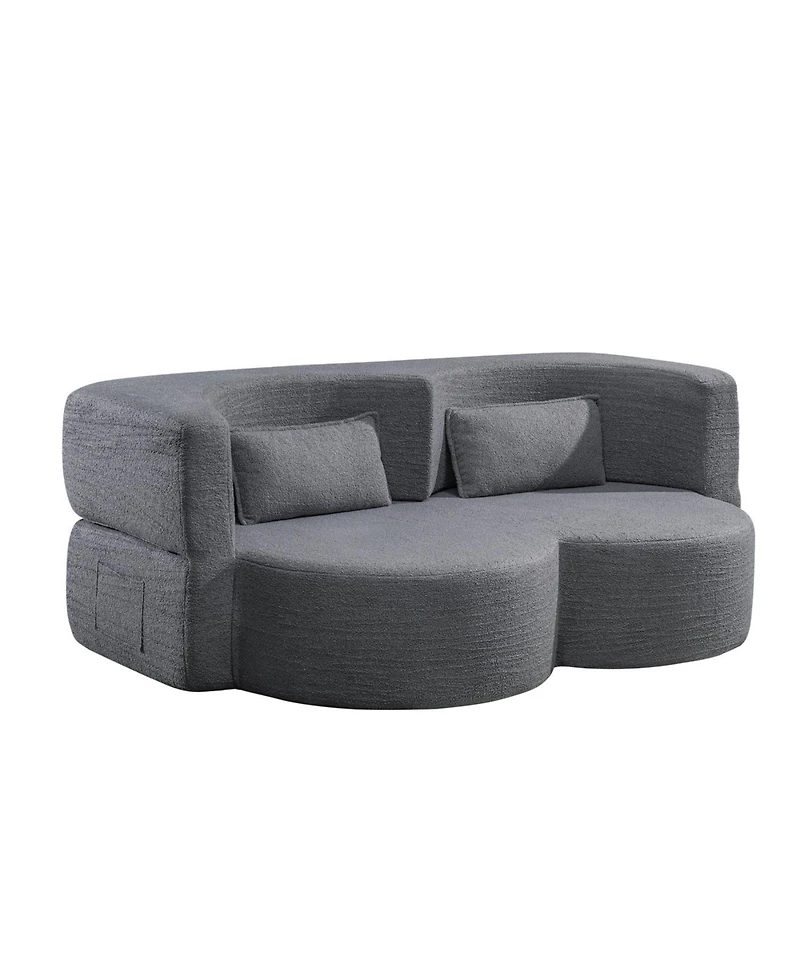 Streamdale Furniture Streamdale Gray Teddy Bear Fabric Folding Sofa Bed Sleeper Futon