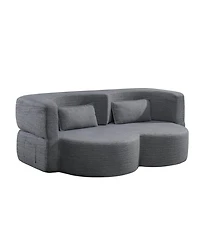 Streamdale Furniture Streamdale Gray Teddy Bear Fabric Folding Sofa Bed Sleeper Futon