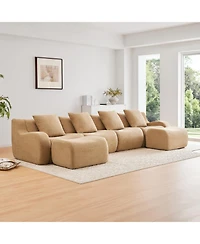Streamdale Furniture U-Shaped Boneless Sofa, Teddy Fabric, Camel