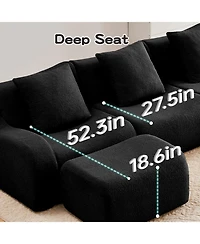 Streamdale Furniture Soft Teddy Fabric Boneless Sofa, Anti-Slip, Curved Armrests, Black