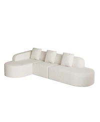 Streamdale Furniture Streamdale L-shaped curved modular sofa, modern lychee-textured polyester, curved backrest with 3 pillows