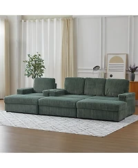 Streamdale Furniture Streamdale Corduroy 3-Seater Sofa with Cup Holders for Living Room