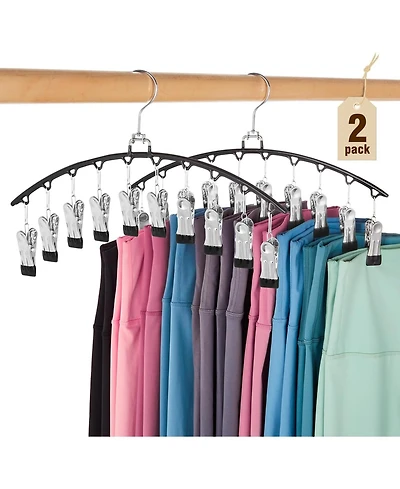 House Day Legging Organizer, Metal Yoga Pants Hanger 2 Pack with 10 Clips