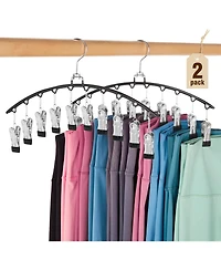 House Day Legging Organizer, Metal Yoga Pants Hanger 2 Pack with 10 Clips