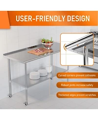 Streamdale Furniture Streamdale Stainless Steel Prep Table 24" x 60" with Wheels & Adjustable Undershelf