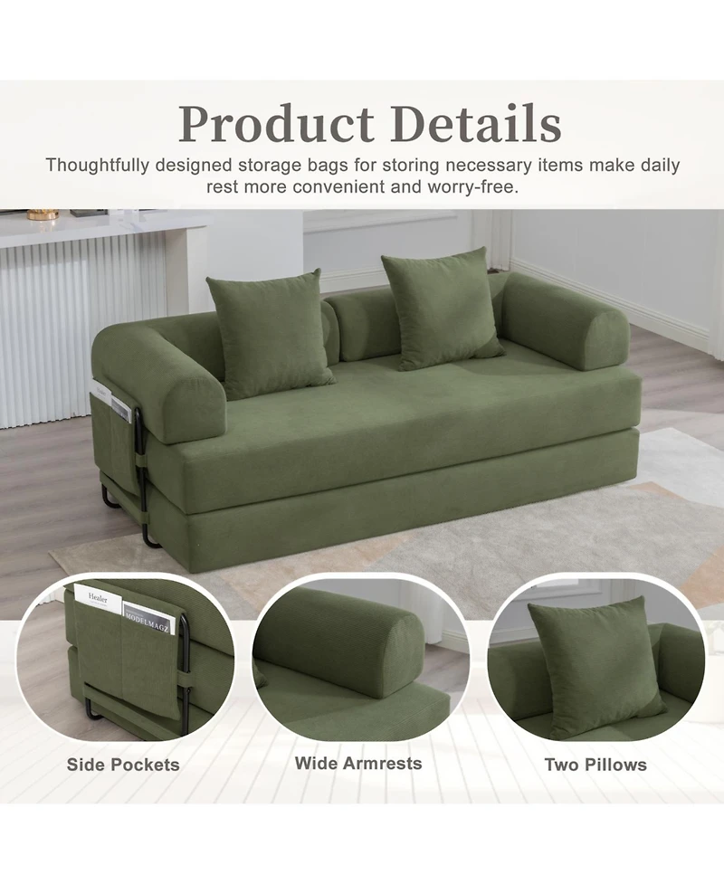 Streamdale Furniture Streamdale Foldable & Compressible Sofa with Metal Frame for Small Spaces