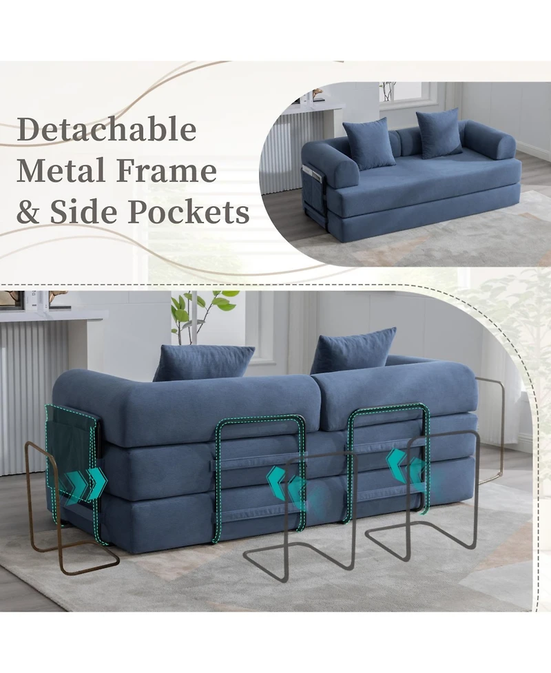Streamdale Foldable & Compressible Sofa with Metal Frame for Small Spaces