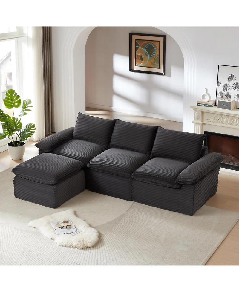 Streamdale Furniture Modern corduroy cloud sofa, freely combinable, comfortable for homes, apartments, offices