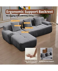 Streamdale Modern cloud sofa, modular L-shaped chaise, deep seat, no assembly.