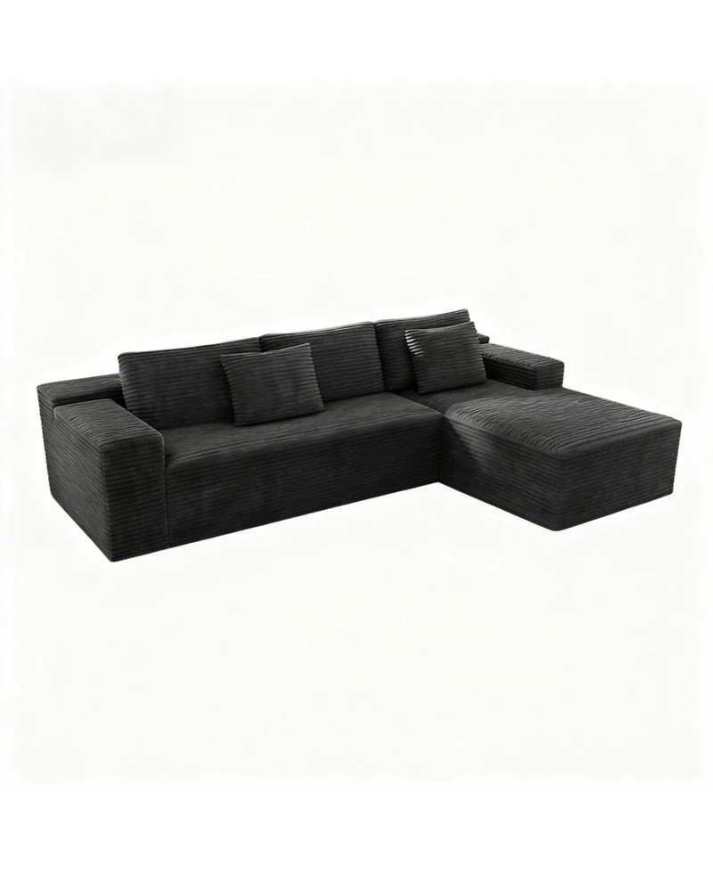 Streamdale Furniture Streamdale 104.3" Cloud Sectional Couch w/ L-Shape Chaise, Modular Sofa, Grey (Plush Corduroy