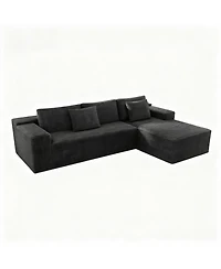 Streamdale Furniture Streamdale 104.3" Cloud Sectional Couch w/ L-Shape Chaise, Modular Sofa, Grey (Plush Corduroy