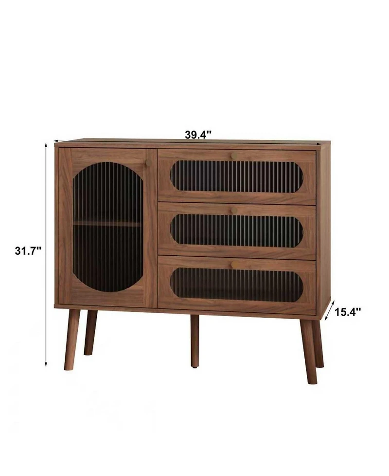 Streamdale Furniture Streamdale Accent Cabinet with 3 Drawers, Wooden Storage Cabinet with Shelves, Natural