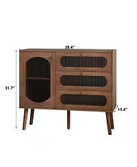 Streamdale Furniture Streamdale Accent Cabinet with 3 Drawers, Wooden Storage Cabinet with Shelves, Natural