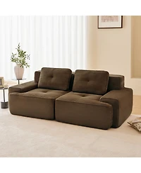 Streamdale Furniture Streamdale 82" Modern L-Shaped Corduroy Sectional Sofa, Deep Seat Couch, Brown