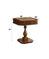 Flynama 20" Cherry-Finish Reversible Game Table with 3-in-1 Chess, Checkers & Backgammon Tray and Storage Drawers