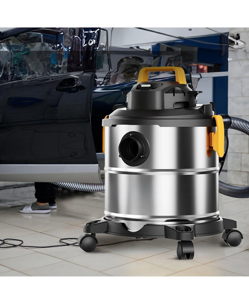 Ecooso Powerful Suction Stainless Steel Wet Dry Vacuum Cleaner, 5.5-Gallon 6.5 Peak Hp