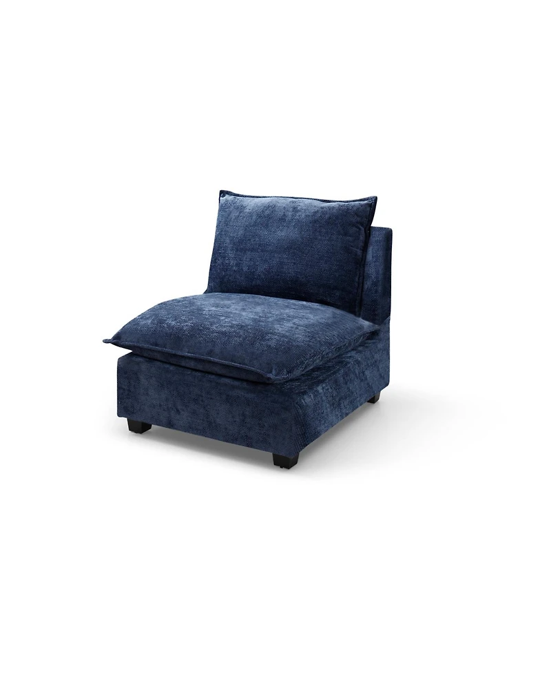Streamdale Furniture Modern Linen L-Shape Sectional Sofa with Convertible Ottoman - Blue