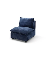 Streamdale Furniture Modern Linen L-Shape Sectional Sofa with Convertible Ottoman - Blue