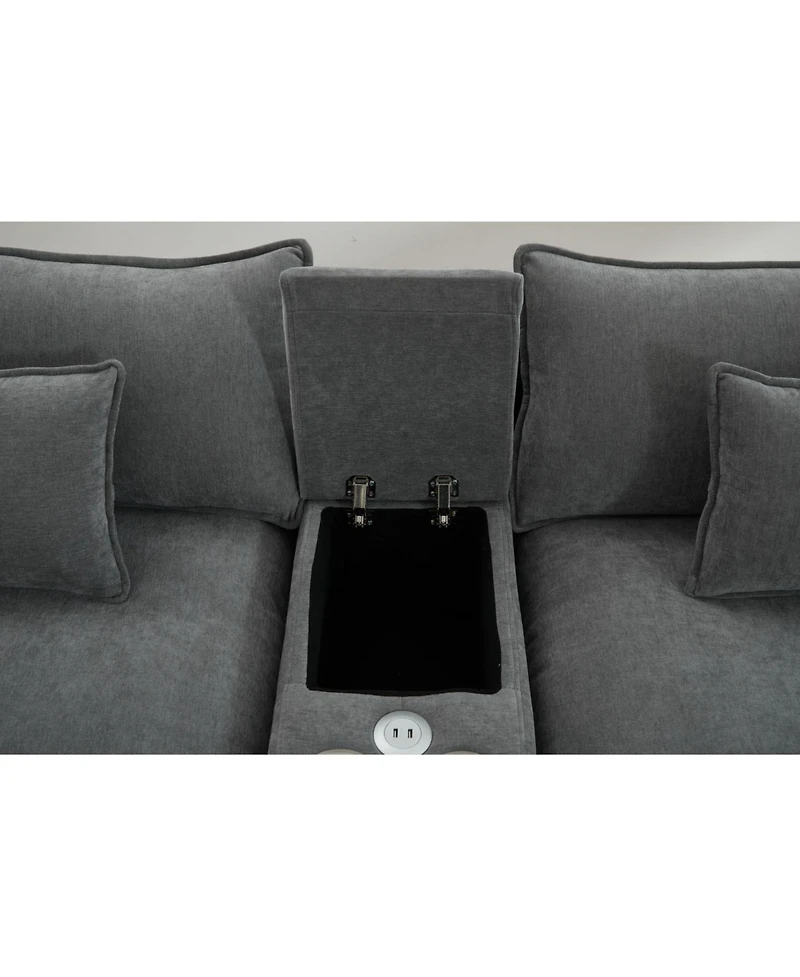 Streamdale Seven-piece sofa set with console, coffee table & 6 pillows.