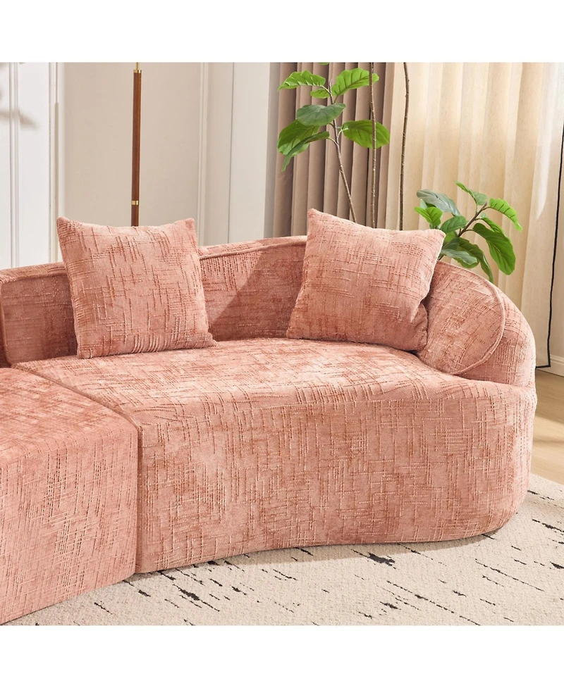 Streamdale Furniture Pink Curved Compressed Sofa, Nordic-style Design for Living Room