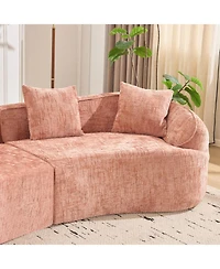 Streamdale Furniture Pink Curved Compressed Sofa, Nordic-style Design for Living Room