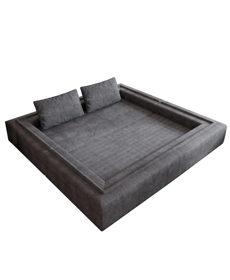 Streamdale Furniture Grey Sofa Bed with Rectangle Pillow and Cushions