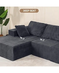 Streamdale Modular Sectional Sofa with Pillow, Cloud Couch with Chaise, L-Shape Sofa, Grey