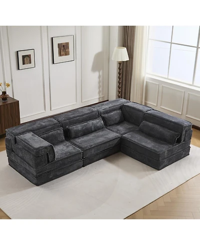 Streamdale Furniture Compression Sofa, Convertible Floor Sofa Bed, Modular Sectional Sofa, Dark Grey