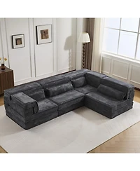 Streamdale Furniture Compression Sofa, Convertible Floor Sofa Bed, Modular Sectional Sofa, Dark Grey