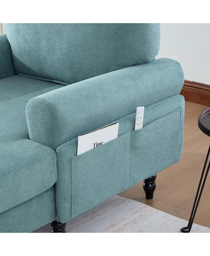 Streamdale Furniture Streamdale Modern Minimalist Chenille Chaise Lounge Recliner Single Sofa with Wooden Legs & Storage Pockets