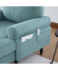 Streamdale Furniture Streamdale Modern Minimalist Chenille Chaise Lounge Recliner Single Sofa with Wooden Legs & Storage Pockets