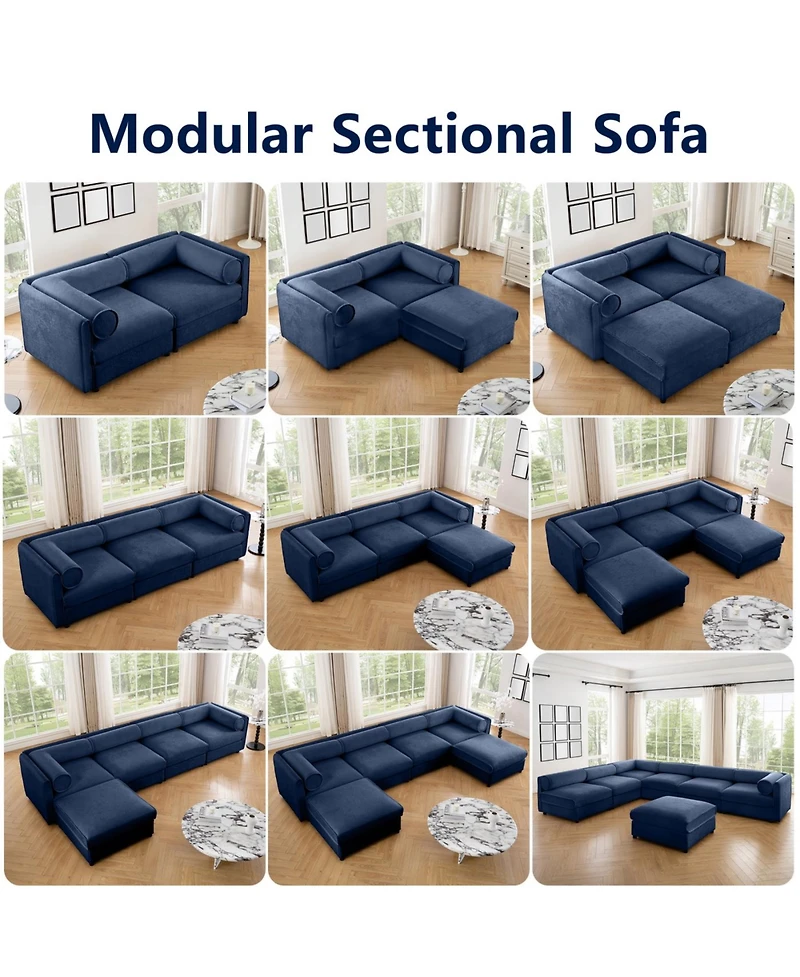 Streamdale Furniture Streamdale Modular L-Shaped Blue 4-Seat Sofa with Storage & Deep Seating