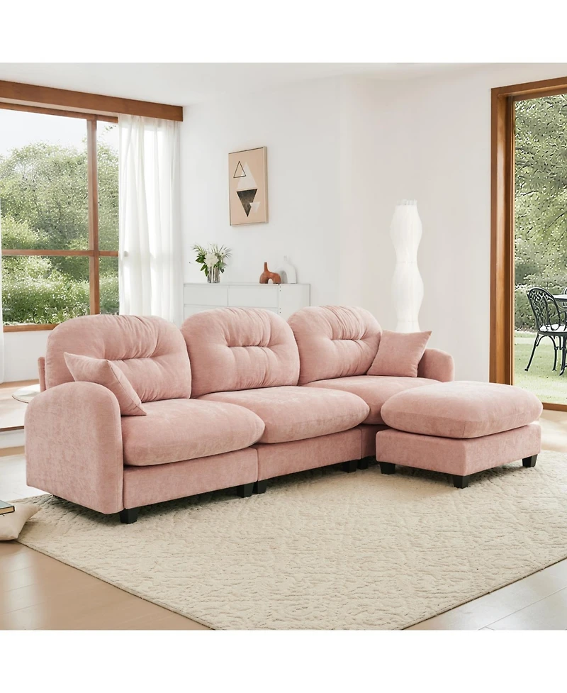 Streamdale Modular L-Shaped Chenille Couch with Ottoman