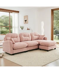 Streamdale Modular L-Shaped Chenille Couch with Ottoman