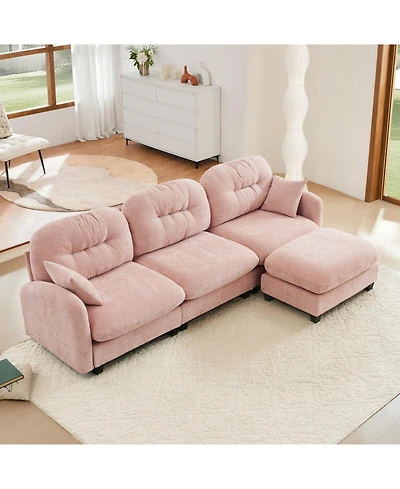Streamdale Modular L-Shaped Chenille Couch with Ottoman