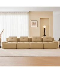 Streamdale Furniture Streamdale Camel Modern Modular Corduroy Sectional Sofa, 4-Seater Couch with Deep Seat