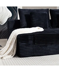 Streamdale Furniture Double Lounge Chaise Cloud Plush Sofa Bed, Upholstered No Assembly Required Black