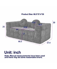 Streamdale Furniture Streamdale Modern Boneless Couch with Two Circular Throw Pillows, Two-Seater Sofa