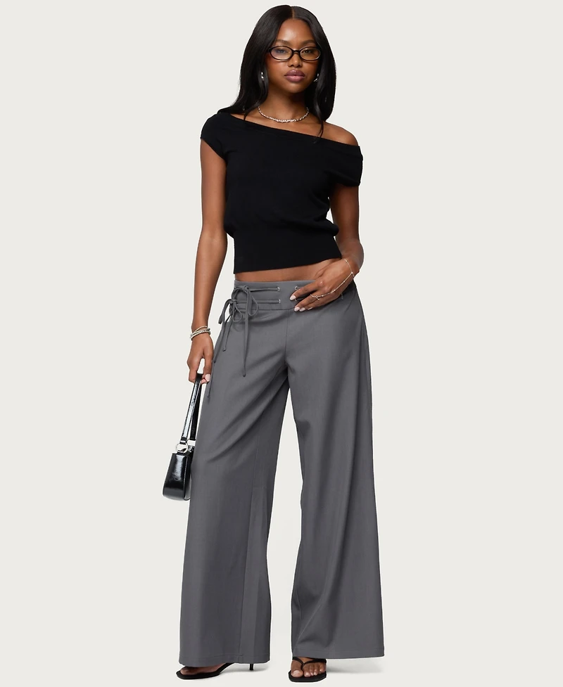 Edikted Women's Willard Baggy Lace Up Belt Pants