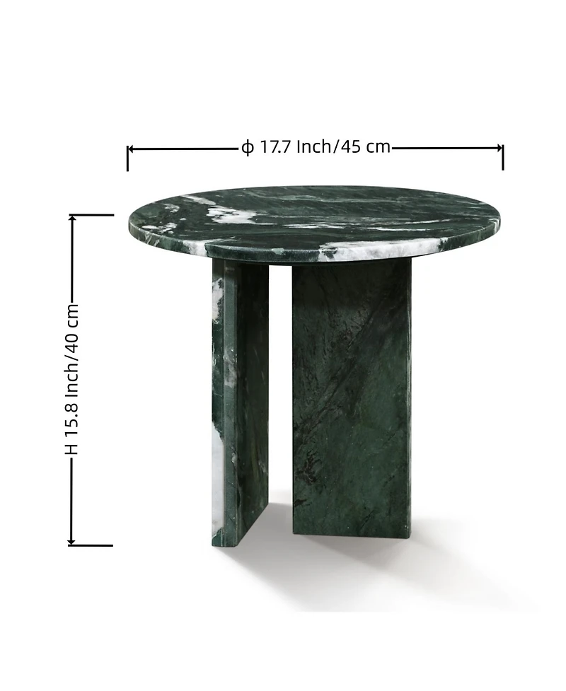 Streamdale Green natural marble coffee table, 17.7" x 15.8