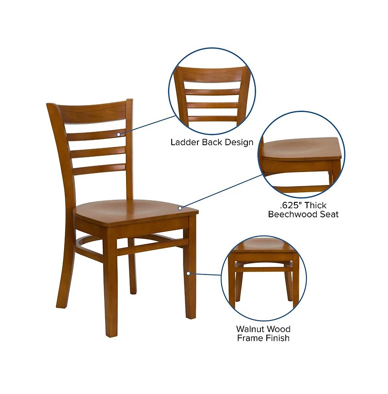Emma+Oliver Ladder Back Wooden Restaurant Dining Chair