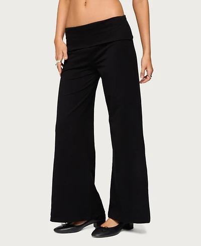 Edikted Women's Wide Leg Fold Over Pants