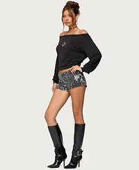 Edikted Women's Sequin Leopard Printed Micro Shorts