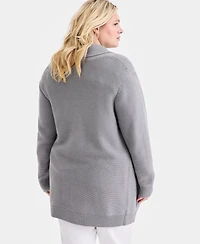 Style & Co Plus Size Open-Front Stitch Cardigan Sweater, Macy's Exclusive