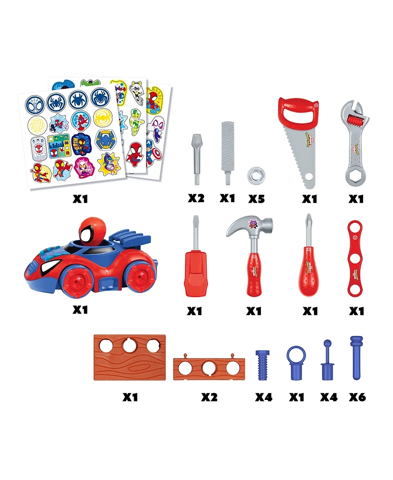 World Tech Toys Spidey and His Amazing Friends Tool Bench Playset with Take Apart Car