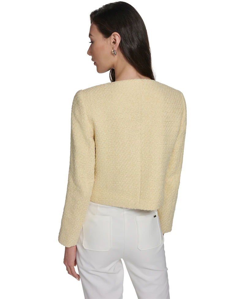 Calvin Klein Women's Long-Sleeve Collarless Tweed Jacket